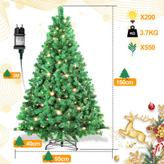 SWANEW Künstlicher Weihnachtsbaum mit Beleuchtung, PVC Automatischer Christbaum, künstlich Tannenbaum