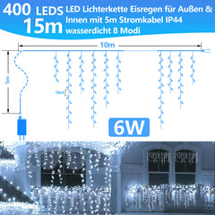 SWANEW LED Eisregen lichterkette, 5m/10m/15m LED Lichtervorhang, IP44 Außen weihnachtsbeleuchtung