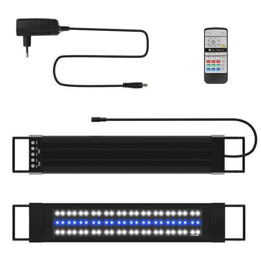 SWANEW LED Aquarium Beleuchtung 18W/30W/45W, Aquarienbeleuchtung 24/7 Modus, wasserdicht, 55-150cm, Aufsetzleuchte Vollspektrum Licht