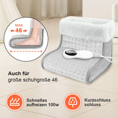 SWANEW Fußwärmer, Waschbarem, mit 10 Temperaturstufen, 45/90/120 Minuten Timer, Elektrische Fußheizung geeignet bis Schuhgröße 46