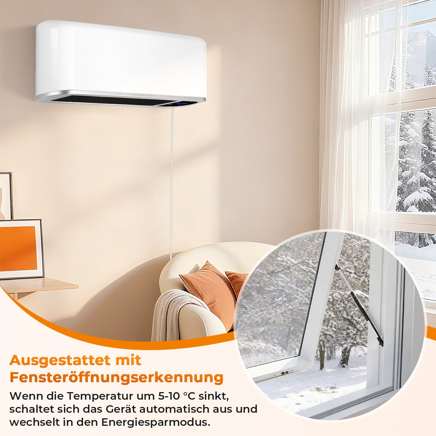 SWANEW Heizlüfter Keramik 2000W, Wandheizung, Wifi Elektroheizung, mit Fernsteuerung