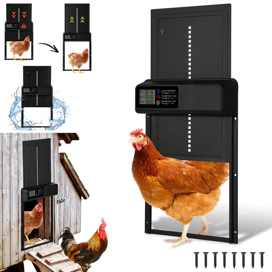 SWANEW Automatische Hühnerklappe – Elektrischer Hühnerstall-Türöffner mit Timer & großem Display – Wasserdicht & Robust für Hühner, Enten & Kleintiere
