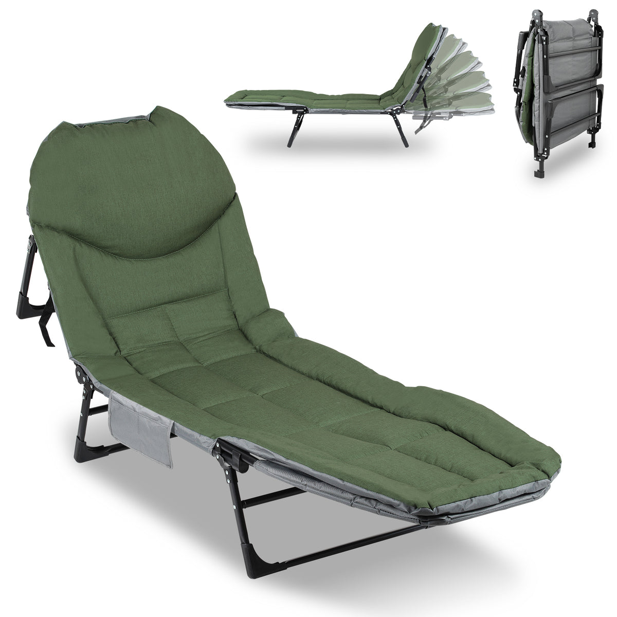 SWANEW Karpfenliege, Angelliege Bed Chair mit Aufbewahrungstasche, Faltbar