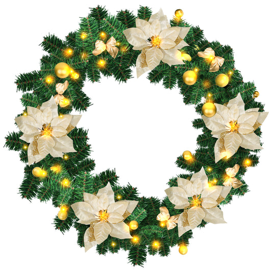 SWANEW 2.7M Weihnachtsgirlande, Künstlich Tannengirlande mit Beleuchtung inkl.Deko, Batteriebetrieben mit 50 LEDs Warmweiß, Weihnachtskranz Weihnachtsdeko Girlande