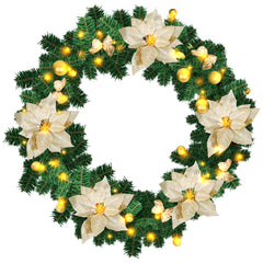 SWANEW 2.7M Weihnachtsgirlande, Künstlich Tannengirlande mit Beleuchtung inkl.Deko, Batteriebetrieben mit 50 LEDs Warmweiß, Weihnachtskranz Weihnachtsdeko Girlande