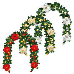 SWANEW 2.7M Weihnachtsgirlande, Künstlich Tannengirlande mit Beleuchtung inkl.Deko, Batteriebetrieben mit 50 LEDs Warmweiß, Weihnachtskranz Weihnachtsdeko Girlande