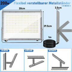 SWANEW LED Strahler Außen, Fluter 6000k Kaltweiß, IP65 Wasserdicht Aussenstrahler, Scheinwerfer (Kein Stecker)