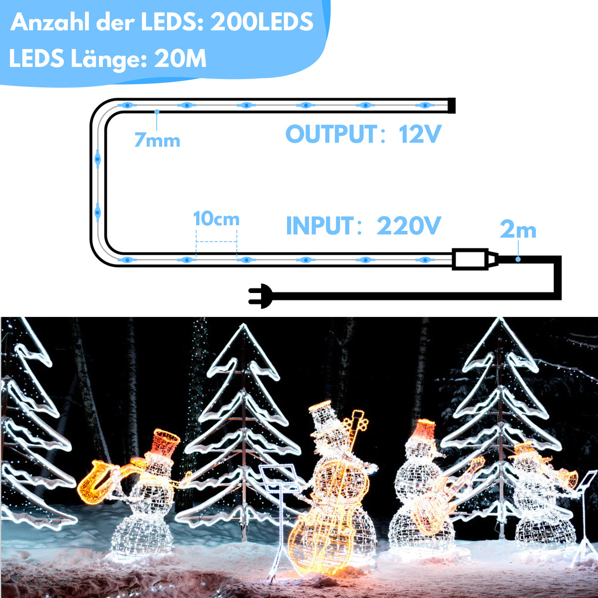 SWANEW 10 Meter LED Lichterschlauch Außen, Wasserfest LED Schlauch, mit Fernbedienung & Timer, Dimmbar & Memory-Funktion, IP65 [Energieklasse F]
