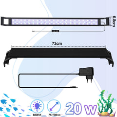 SWANEW LED Aquarium Beleuchtung, 16W/20W/25W, Aquariumbeleuchtung Weiß Blau, Aquarium Lampe mit Verstellbarer Halterung, für 90cm-120cm Süßwasser-Aquarien