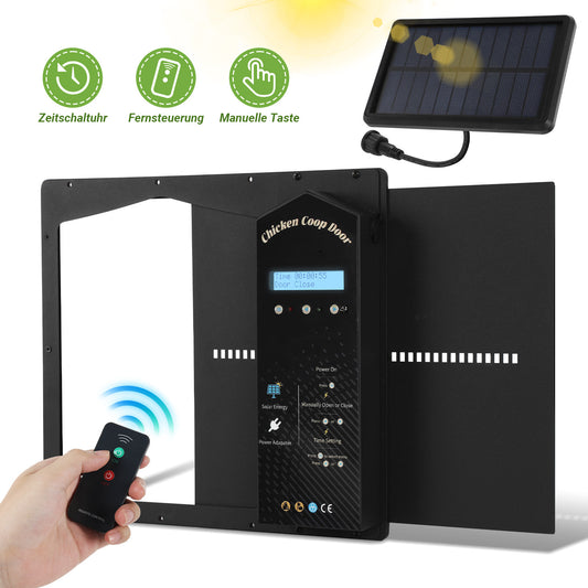 SWANEW Automatische Hühnerklappe Solar, Einklemmschutz, IP65 Wasserdicht, Automatische Hühnertür