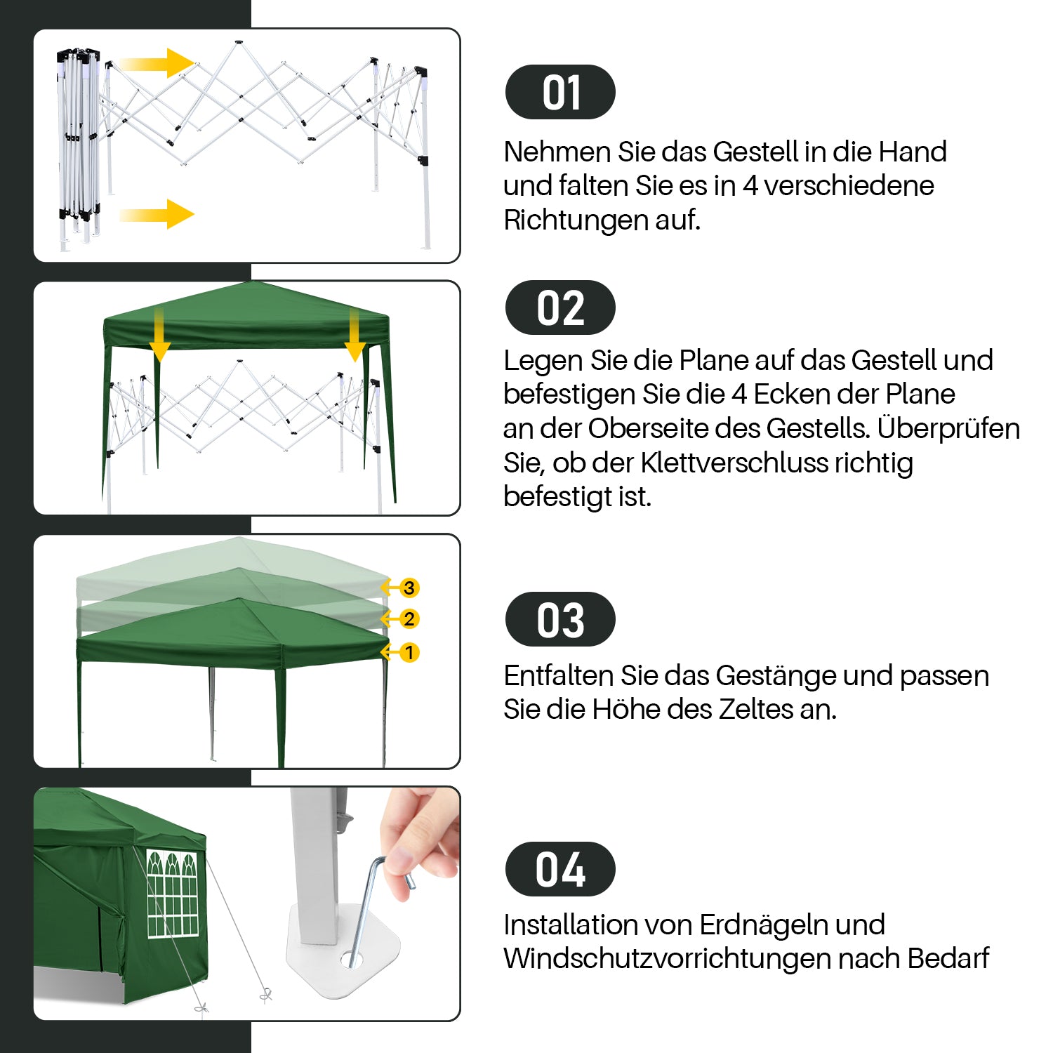 Faltpavillon 3×3 m wasserdicht