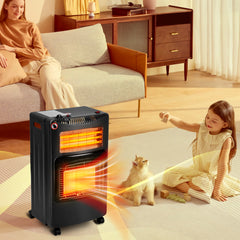 SWANEW Gasheizung für Innenräume, 4,2kw+1,26kw Gas-Elektro-Heizgerät, Gasheizer mit 3 Heizstufen für Gasflaschen bis 15kg, mit Gasdruckregler, Gasschlauch & Euro Gasflaschen Adapter [Energieklasse A]
