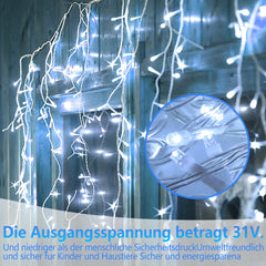 SWANEW LED Eisregen lichterkette, 5m/10m/15m LED Lichtervorhang, IP44 Außen weihnachtsbeleuchtung