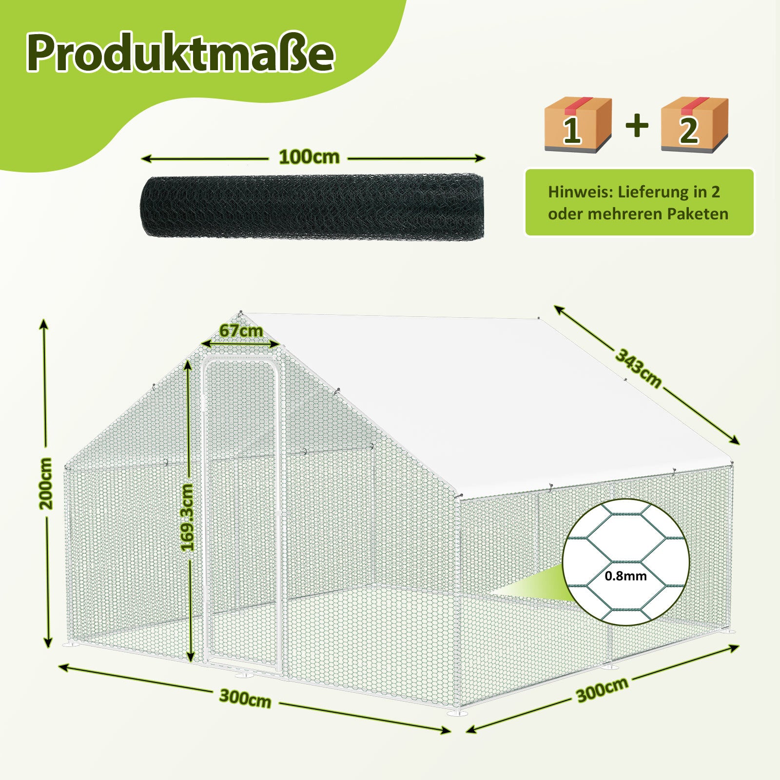 Hühnerstall Freilaufgehege 3x3x2m