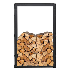 SWANEW Kaminholzregal innen metall Brennholzregal für innen außen, Kaminholzständer, Holzstapelhilfe, Schwarz