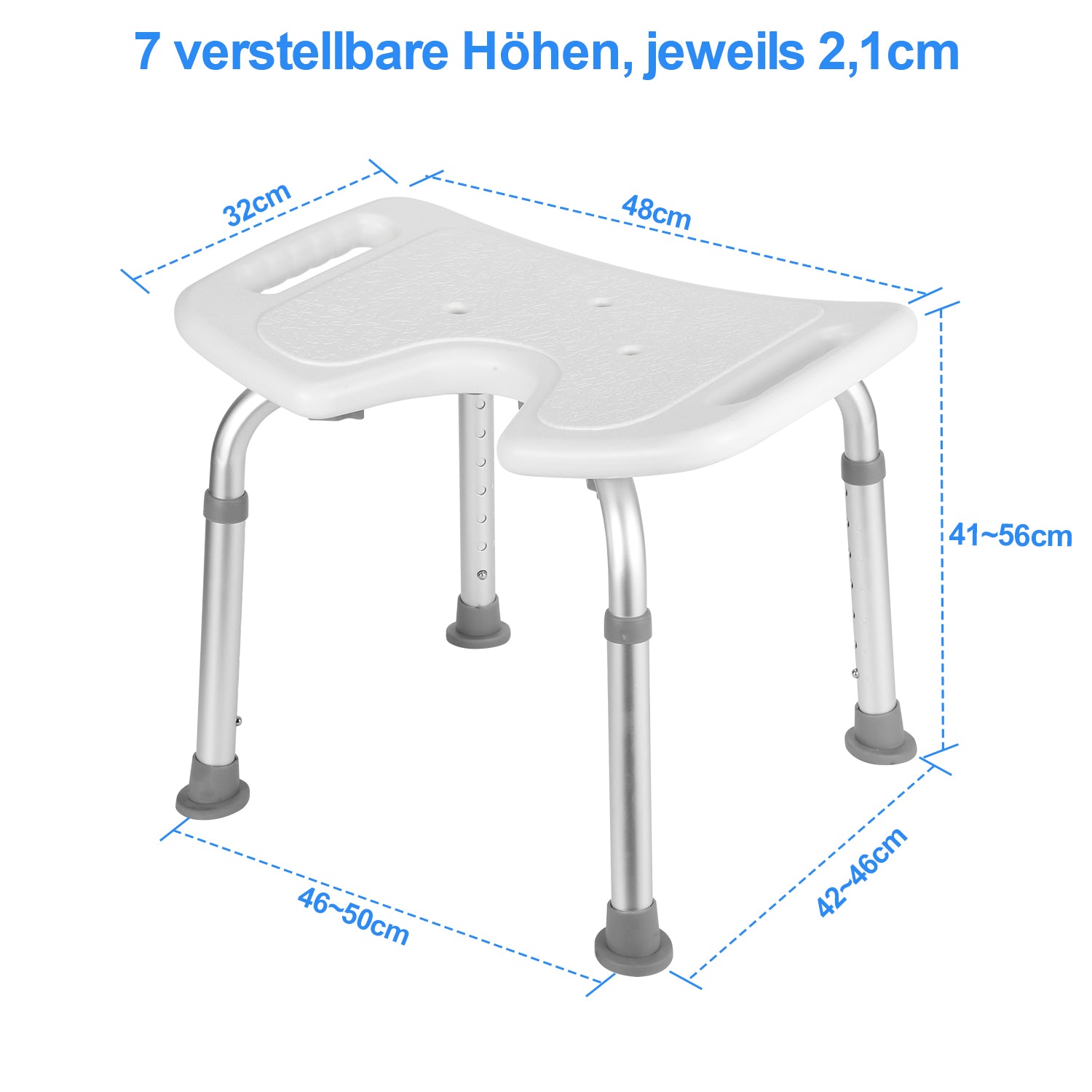 Duschhocker Duschstuhl Höhenverstellbar 41-56 cm