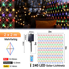 SWANEW Solar LED Lichternetz, IP44 LED Lichterkette, Lichtervorhang für Fenster Garten