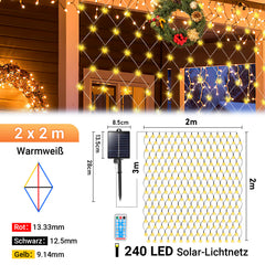 SWANEW Solar LED Lichternetz, IP44 LED Lichterkette, Lichtervorhang für Fenster Garten