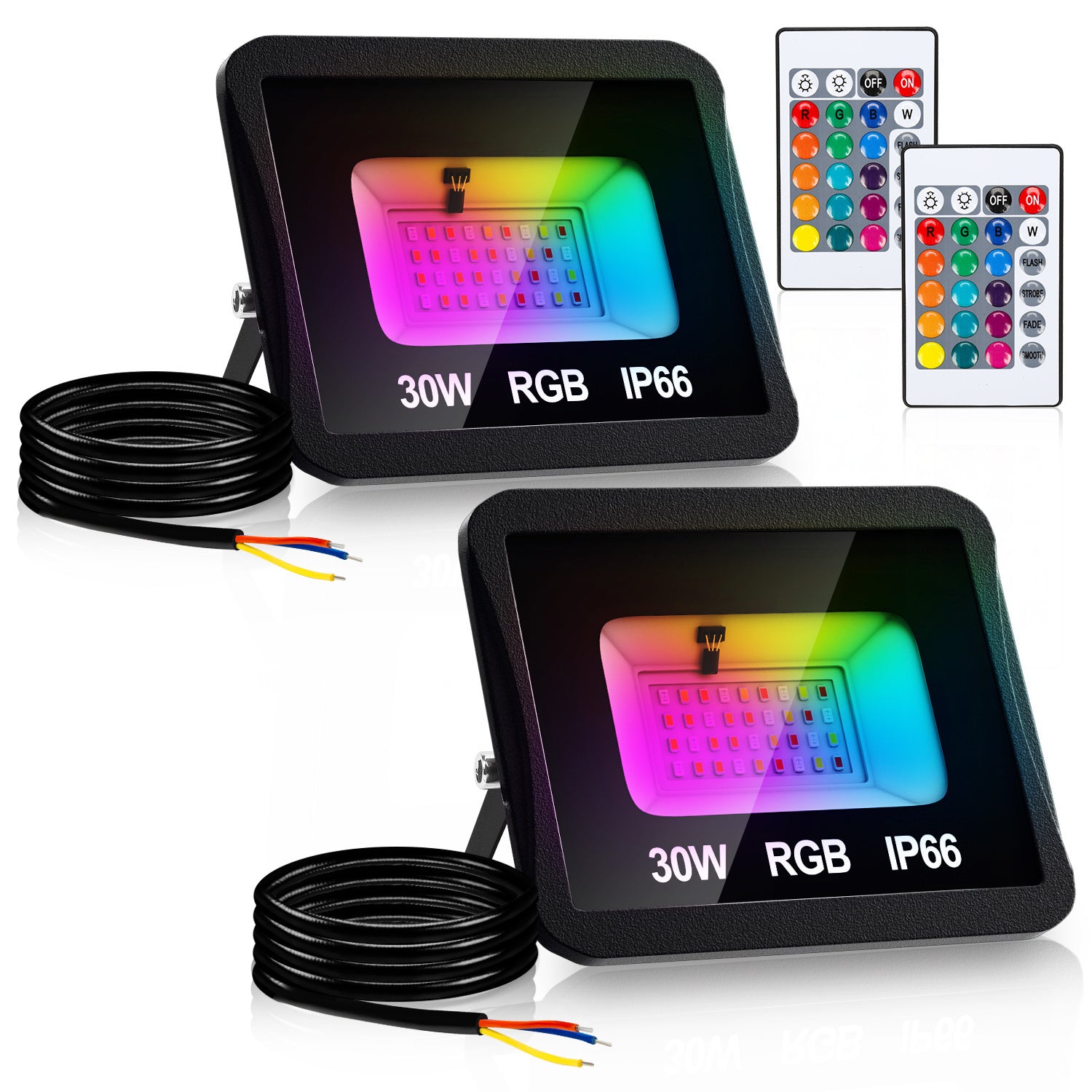 SWANEW RGB LED Strahler Außen mit Fernbedienung, 10/20/30/50 W Fluter LED Dimmbar, Flutlicht IP66 Wasserdicht, 4 Modi