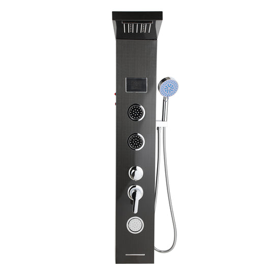SWANEW LED Duschpaneel, Regendusche Duschsystem, 5-in-1, mit Temperaturanzeige, Edelstahl Duschsäule