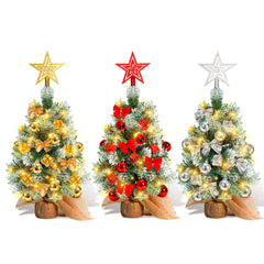SWANEW Mini Weihnachtsbaum mit LED Beleuchtung, 40CM Tannenbaum Dekoration