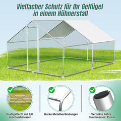 SWANEW Hühnerstall, 3x8x2m, Freilaufgehege, Kleintierstall, Voliere