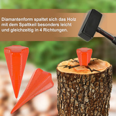 SWANEW Spaltkeil, Holz-Spaltgranate aus Carbon-Stahl 17cm Ø 7,4cm Keil Holzspaltkeil, Fällkeil Scheitkeil Drehkeil Spaltwerkzeug Keil
