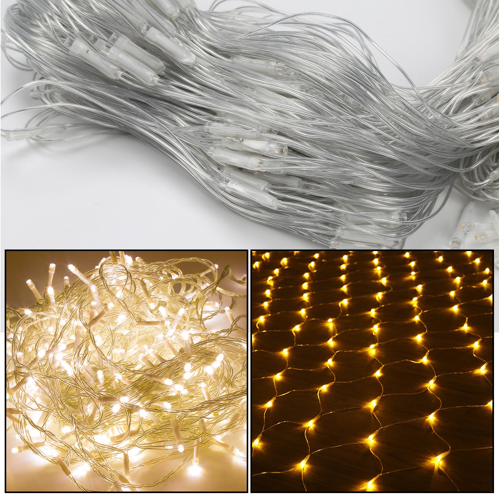 SWANEW LED Lichternetz Außen LED Lichtervorhang Lichterkette Netzlicht mit 8 Modi,  Memory-Funktion, IP44 Wasserdicht [Energieklasse G]