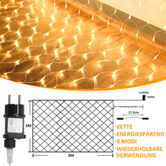 SWANEW LED Lichternetz Außen LED Lichtervorhang Lichterkette Netzlicht mit 8 Modi,  Memory-Funktion, IP44 Wasserdicht [Energieklasse G]