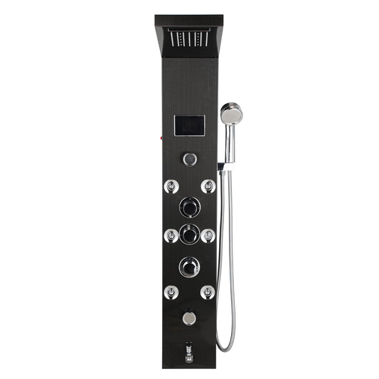 SWANEW 6-in-1 LED Duschpaneel mit Armatur, Edelstahl 304 Duschsäule mit 5 Duschfunktionen, Wandmontage