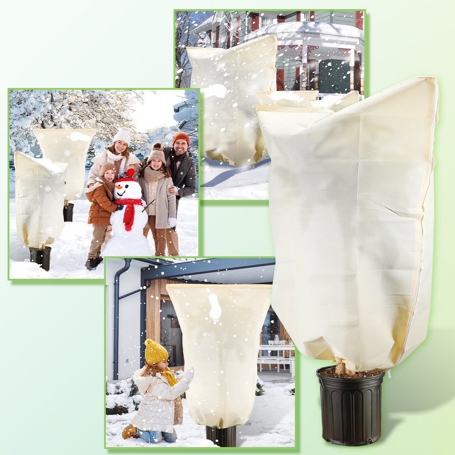 SWANEW Winterschutz für Pflanzen 100g/㎡, mit Reißverschluss & Kordelzug, Frostschutz für Kübelpflanzen Überwinterung und Obstbaum