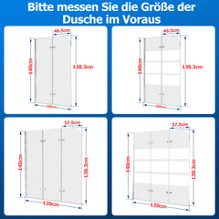 SWANEW Duschwand für Badewanne, 2/3-Teilig faltbar & drehbar Badewannenaufsatz, Duschtrennwand, 6mm ESG Sicherheitsglas Spritzwasserschutz