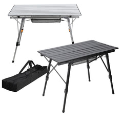 SWANEW Campingtisch Klapptisch Höhenverstellbar, Campingtisch Klappbar, Camping Tisch mit Aufrollbarer Tischplatte und Tragetasche, Aluminiumrahmen