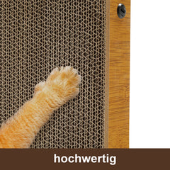 SWANEW Katzen Kratzbrett L förmig Kratzpappe Kratzmatte Eckkratzbrett, 62 cm Hohe Katzenkratzbrett mit Ballspielzeug