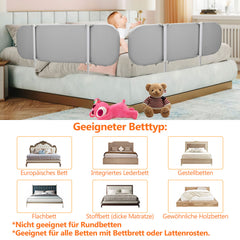 SWANEW 150cm Bettgitter, Klappbar, Kinderbettschutzgitter, Bettschutzgitter,  Rausfallschutz