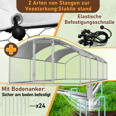 Hühnerstall Freilaufgehege 3x8x2m Kuppel Dach