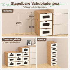 SWANEW Aufbewahrungsboxen mit Sichtfenster & Schublade, Faltbare Schuhboxen, Stapelbar Allzweckbox