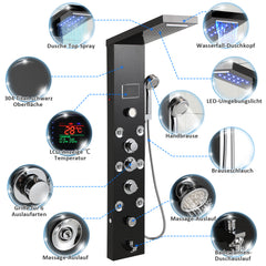SWANEW 6-in-1 LED Duschpaneel mit Armatur, Edelstahl 304 Duschsäule mit 5 Duschfunktionen, Wandmontage