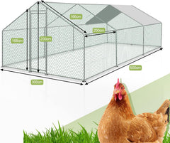 SWANEW Hühnerstall Freilaufgehege 3 x 6 x 2 m, Stahl Verzinkt Kleintierstall Freilauf Vogelkäfig Hühnerkäfig mit Schloss