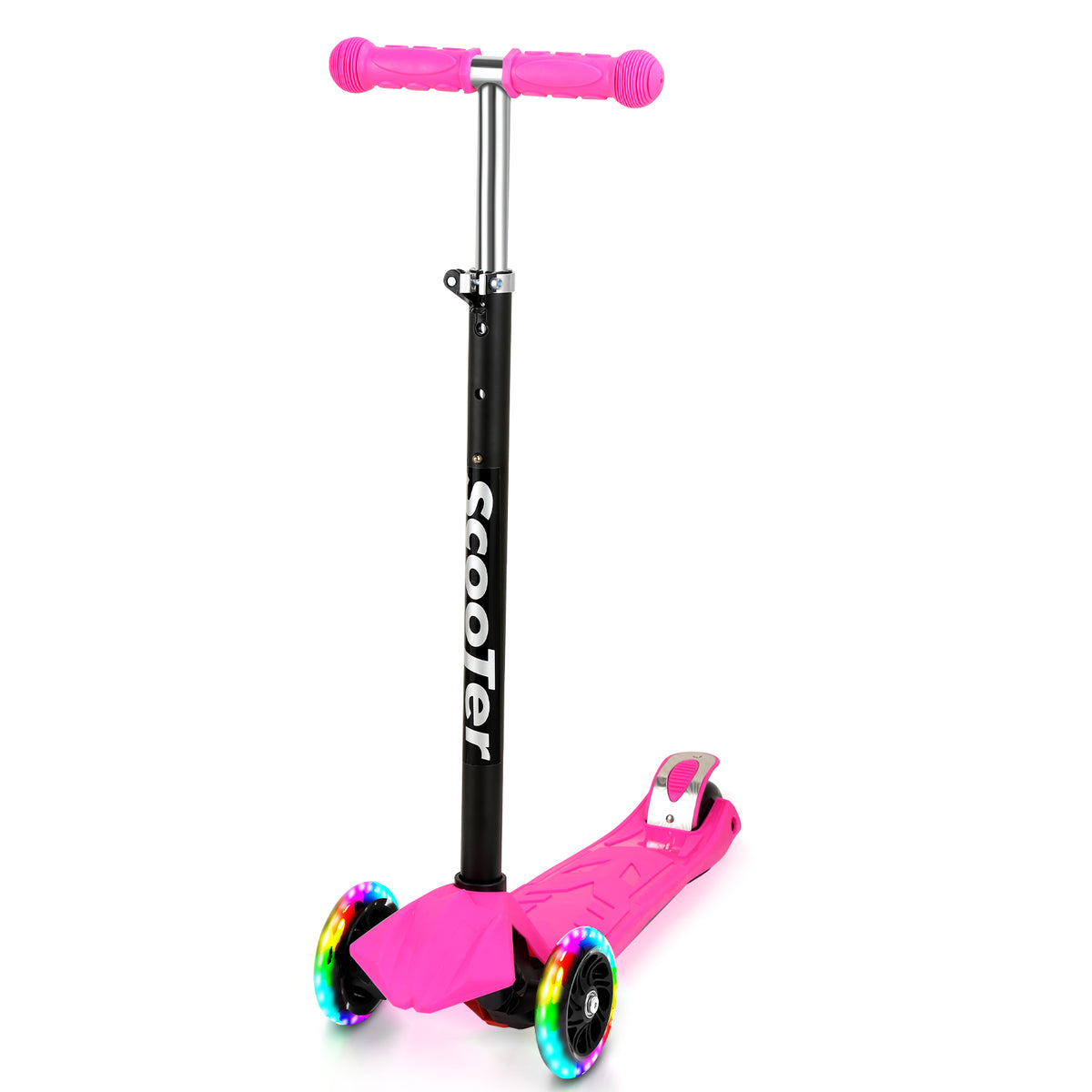 SWANEW Kinderroller Funscooter Tretroller Kickroller 3-Rad-Kinderroller LED-bis 50kg belastbar, Höhenverstellbar