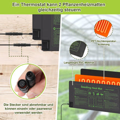 SWANEW Heizmatte Pflanzen mit Thermostat, Wärmematte, IP67 Wasserdicht, 27W/55W