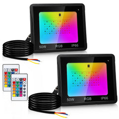 SWANEW RGB LED Strahler Außen mit Fernbedienung, 10/20/30/50 W Fluter LED Dimmbar, Flutlicht IP66 Wasserdicht, 4 Modi