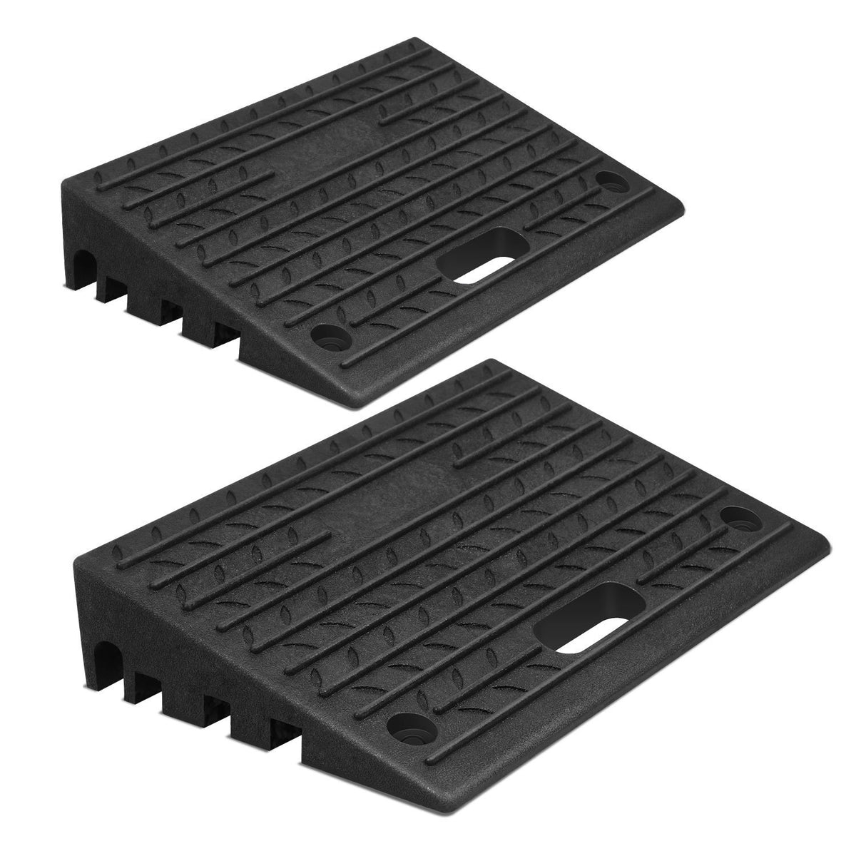SWANEW Bordsteinrampe Gummi, Auffahrrampe, 2 Stück 10cm Hoch, Schwellenrampe mit Griff