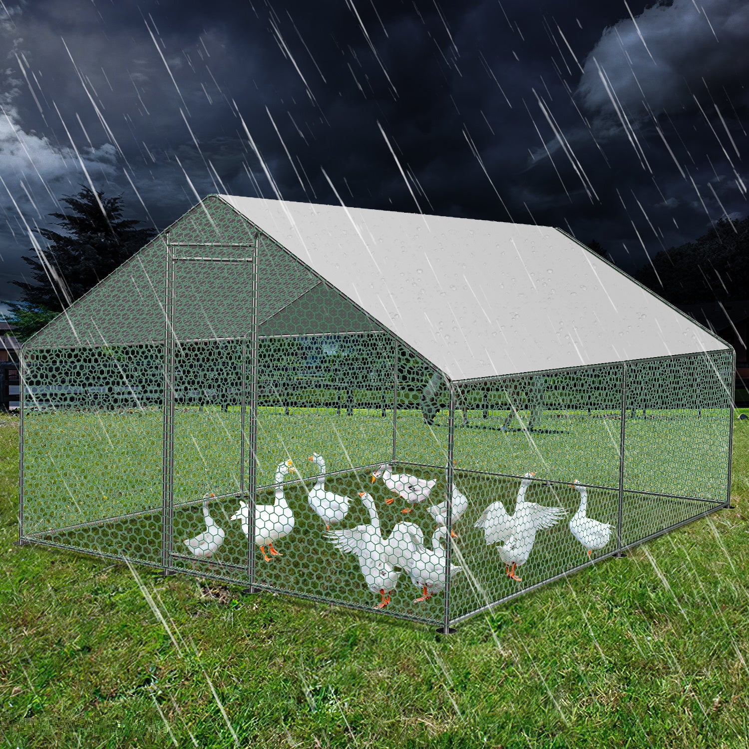 Hühnerstall Freilaufgehege, 3x3x2m, Verzinkter Stahl