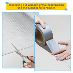 SWANEW Isolierfolie 1 × 10 m, 10 m² – Alu Reflexionsfolie mit Luftpolster, zuschneidbare Dämmfolie