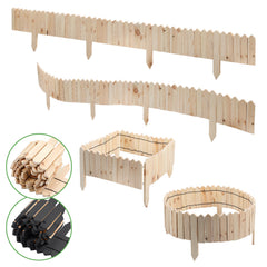 SWANEW Rasenkante Holz, Beetumrandung, Steckzaun, Gartenpalisade