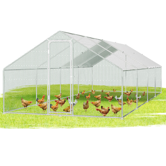 SWANEW Hühnerstall, 3x8x2m, Freilaufgehege, Kleintierstall, Voliere