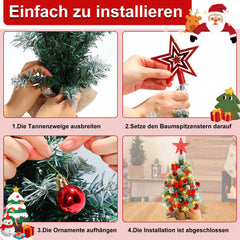 SWANEW Mini Weihnachtsbaum mit LED Beleuchtung, 40CM Tannenbaum Dekoration