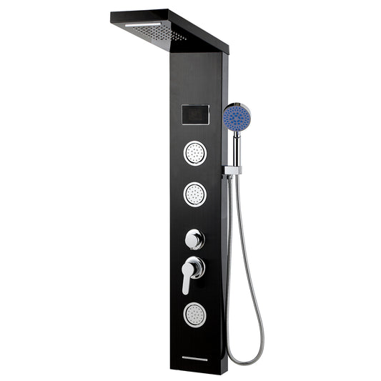 SWANEW LED Duschpaneel, Regendusche Duschsystem mit Temperaturanzeige, 5 Funktionen Duschsäule,Verstellbare Massagedüsen