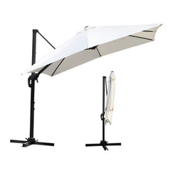 SWANEW Sonnenschirm 300 x 300 cm mit Gartenschirm mit Ständer Ampelschirm, Sonnenschutz UV50+, 360° Drehbar und Kippbar